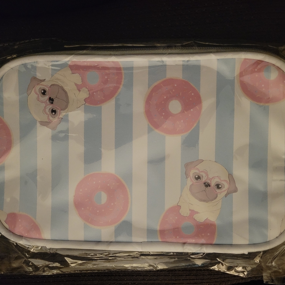 Cute Pug and Donut Patterned Pencil Case